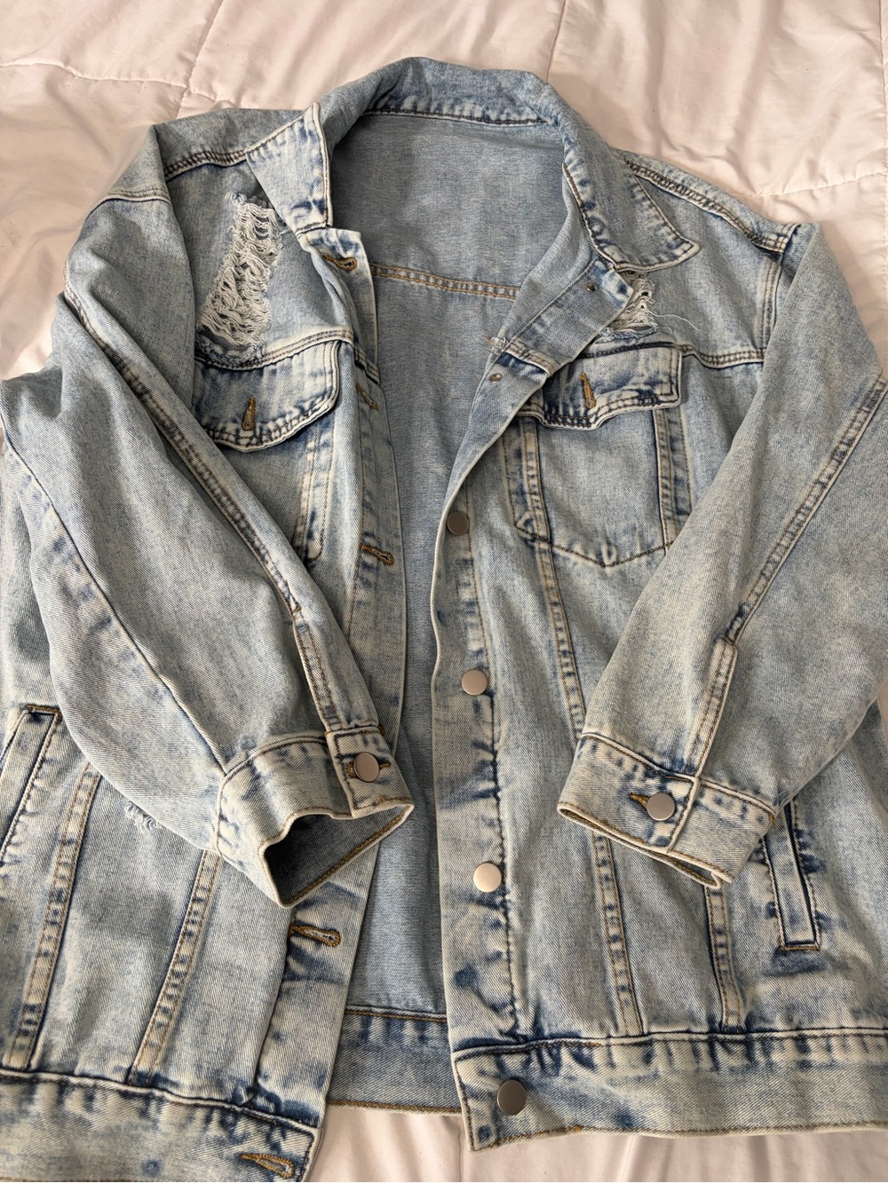 Light Wash Denim Jacket - Casual Oversized Jean Coat size XL